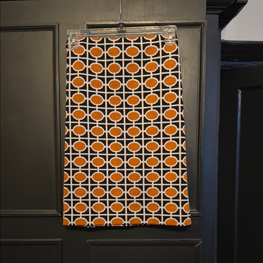 Vintage Geometric Orange and Black Skirt